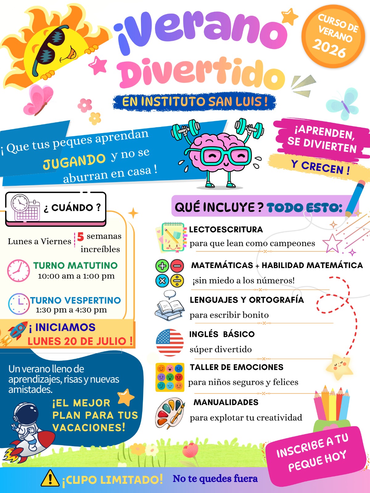 Flyer del curso Verano Divertido 2026 en Instituto SAN LUIS